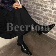  Novelty Women Strange Heel Mules Slippers New Chunky Heel Pointed&nbsp;Toe Metallic Sandals Pumps Ladies Summer&nbsp;Autumn&nbsp;Party Shoes 