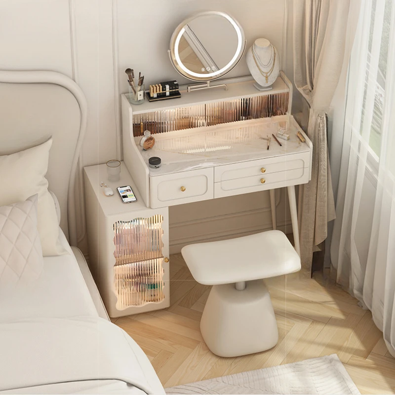 

Organizer Dresser Room Makeup Table Mirror Hotel Furniture Luxury Nordic Dressing Cabinet Cheap Schminktisch Makeup Nightstand