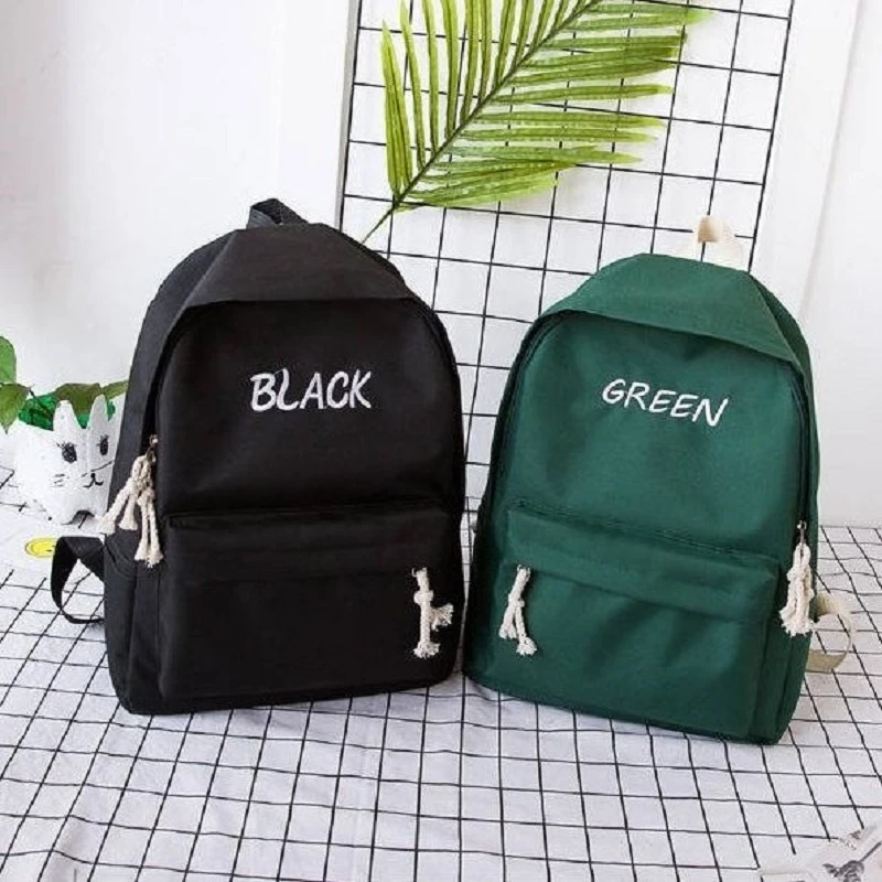Campus Canvas Backpack Simple Letter Print School Bag For Boys And Girls