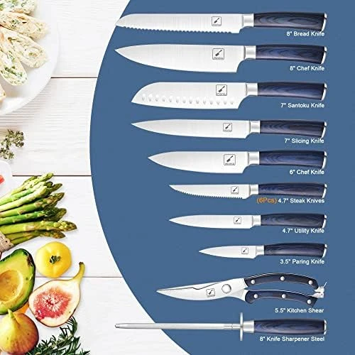 Set, imarku 16-Piece Premium Kitchen Knife Set, Ultra Sharp Japanese  Stainless Steel Knife Set with Block and Knife Sharpener, A - AliExpress