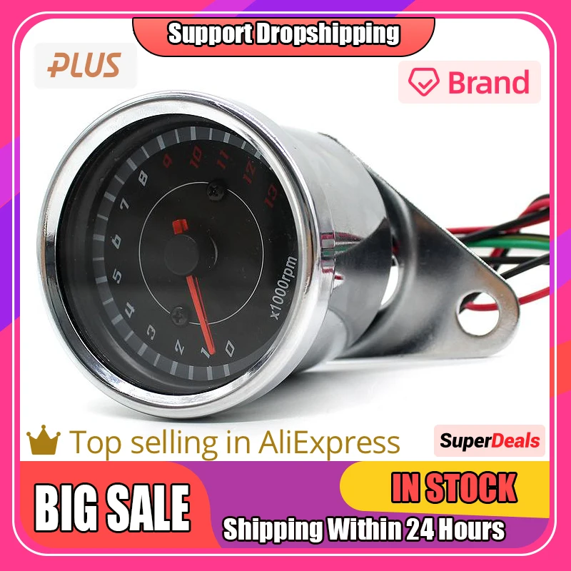 1000 rpm Universal Motorcycle Tachometer Led Screen Dc 12v Meter Gauge