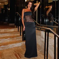 Elegant Lace Cut Out Maxi Dresses for Women 2025 Sexy Spaghetti Strap Patchwork Holidays Party Dress Summer Backless Long Dress - Image 5