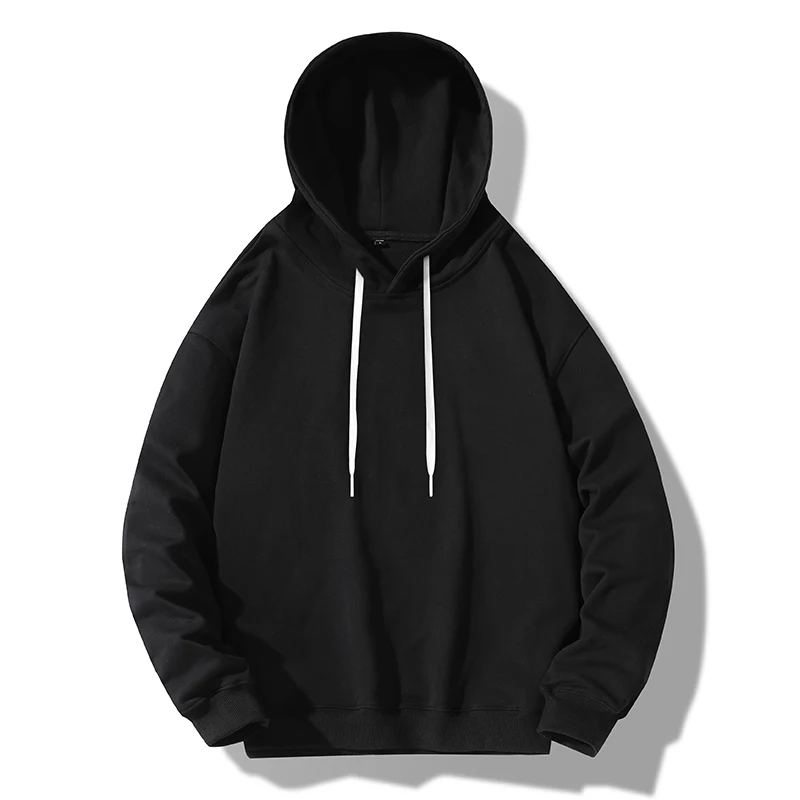 Men's Solid Bandage Spring Autumn Drawstring Pullover Hooded Lantern Long Sleeve Screw Thread Sports Hoodies Office Lady Tops