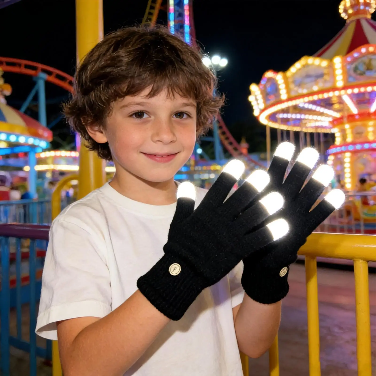 LED-Handschuhe Einstellbar 7-Farben Coole Fäustlinge LED-Handschuhe Mode Hip-Hop-Party LED-Rave Blinkende Handschuhe Leuchtend für Kinder Erwachsene – Detail 14