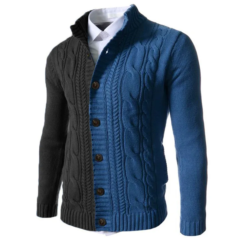 Men's Sweater Cardigan Autumn And Winter New Fashion Trend Color Design Casual Large Size Cardigan