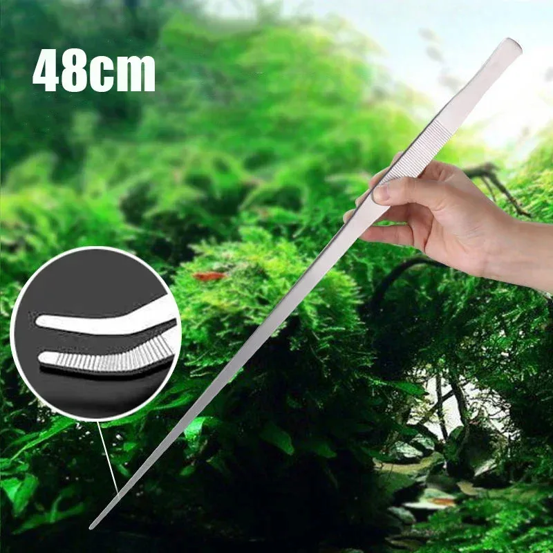 48cm Aquarium Tweezers Straight Elbow Coral Water Grass Clip Pet Shrimp Reef Fish Tank Cleaning Tools Supplies