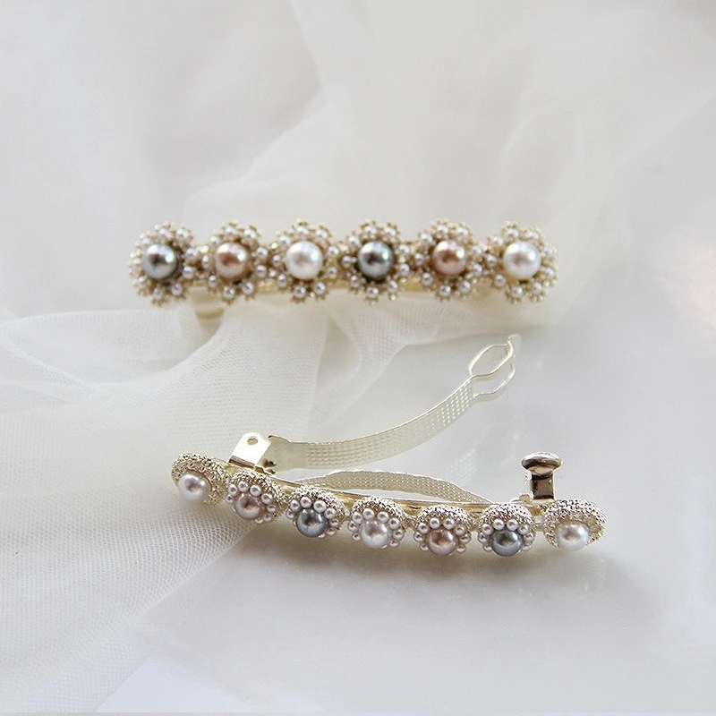 1 Stück Retro-Haarnadel mit mehrfarbigen Perlen und Blumen, exquisites Diamant-Set, seitlicher Clip, vielseitiger Kopfschmuck für den Alltag/Datum/Commuter – Detail 2