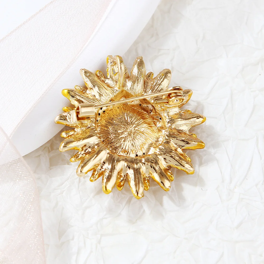 Spilla A Forma Di Sole Vintage Oro - 4 Cm - Gioiello Moda Per Camicie E Bouquet - Ipoallergenica - 3