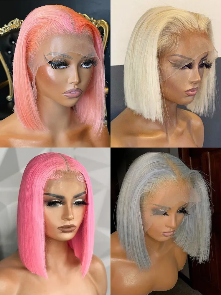Rose Pink Short Bob Human Hair Wig human hair wig