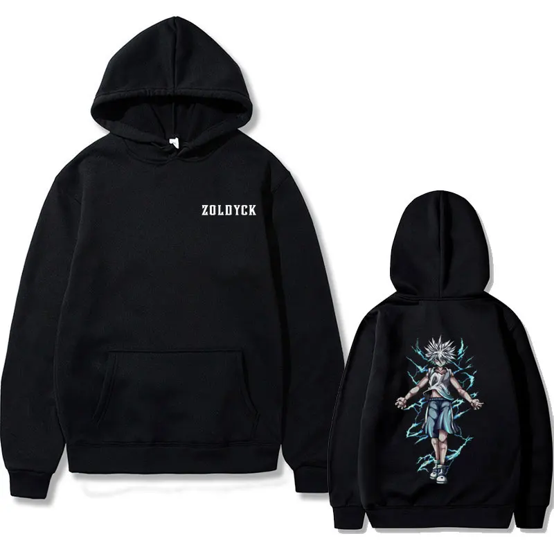 

Japanese Anime Hunter X Hunter Killua Zoldyck Graphic Hoodie Men Women Manga Vintage Harajuku Sweatshirt Male Fashion Streetwear