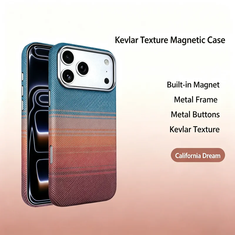 Premium Kevlar Carbon Fiber Magnetic Case - Shockproof Wireless Charging Cover