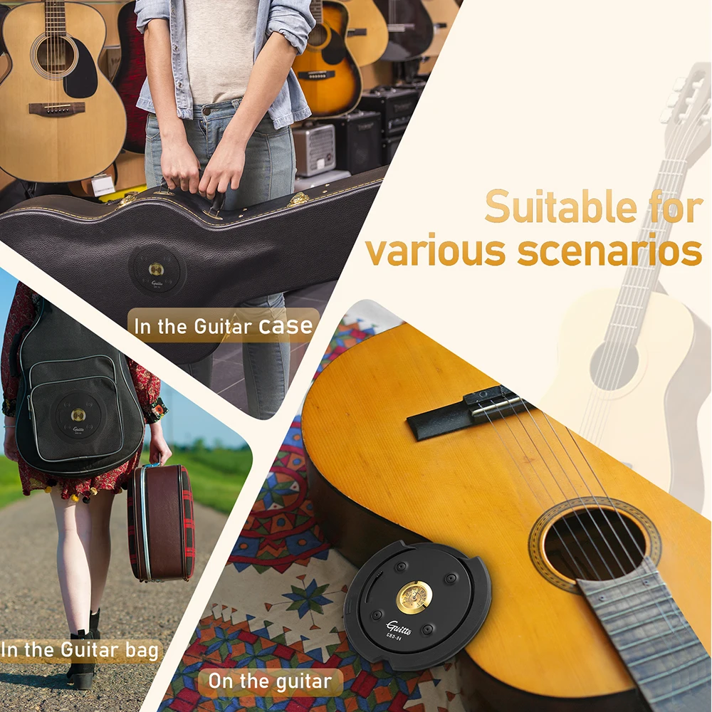 Guitar Humidifier Real Time Humidity Meter Anti-whistling Guitar Protection Acoustic Soundhole Cover