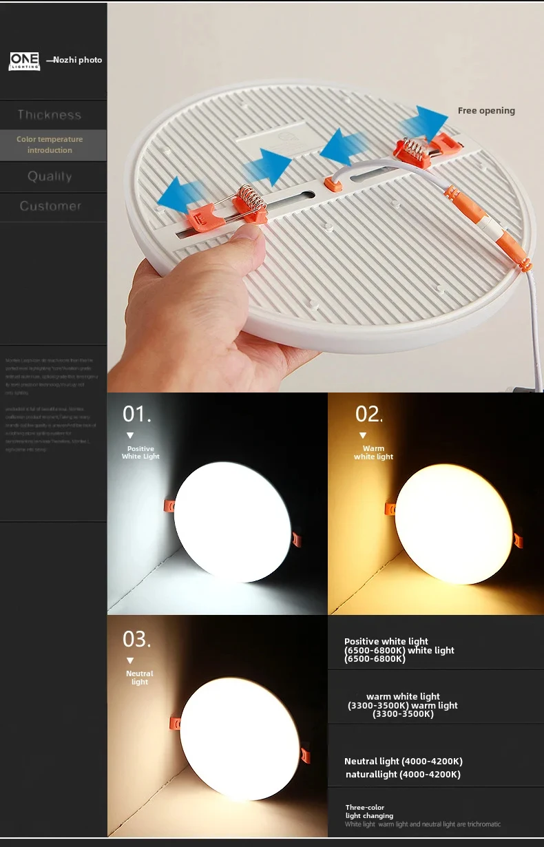 Description Picture 3 of itemLED Round Square Panel Light Recessed Downlight 10W 18W 24W 36W AC 85-265V Living Room Bedroom Bathroom Corridor Light Ceiling