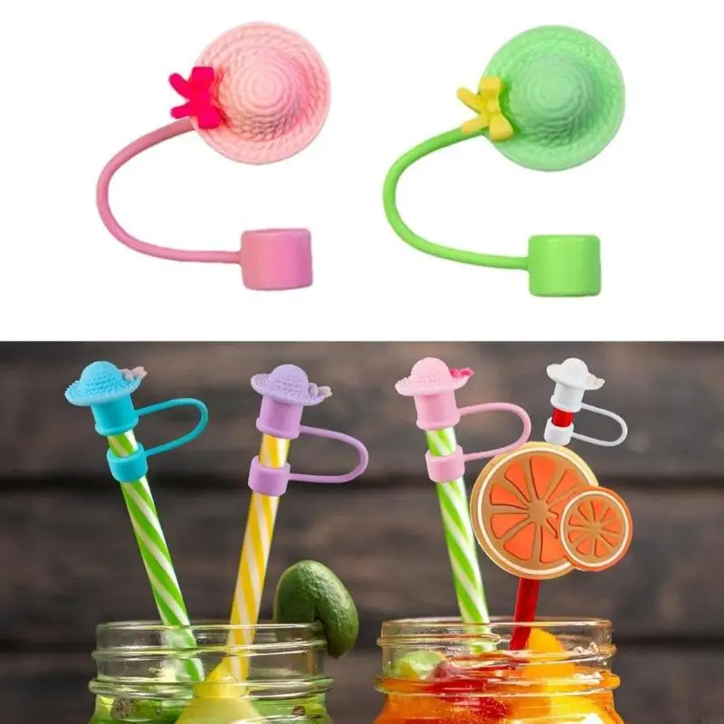 Drinking Straw Caps Plugs Portable Straw Caps Lovely Hat Silicone Covers Accessories Enduring B03E