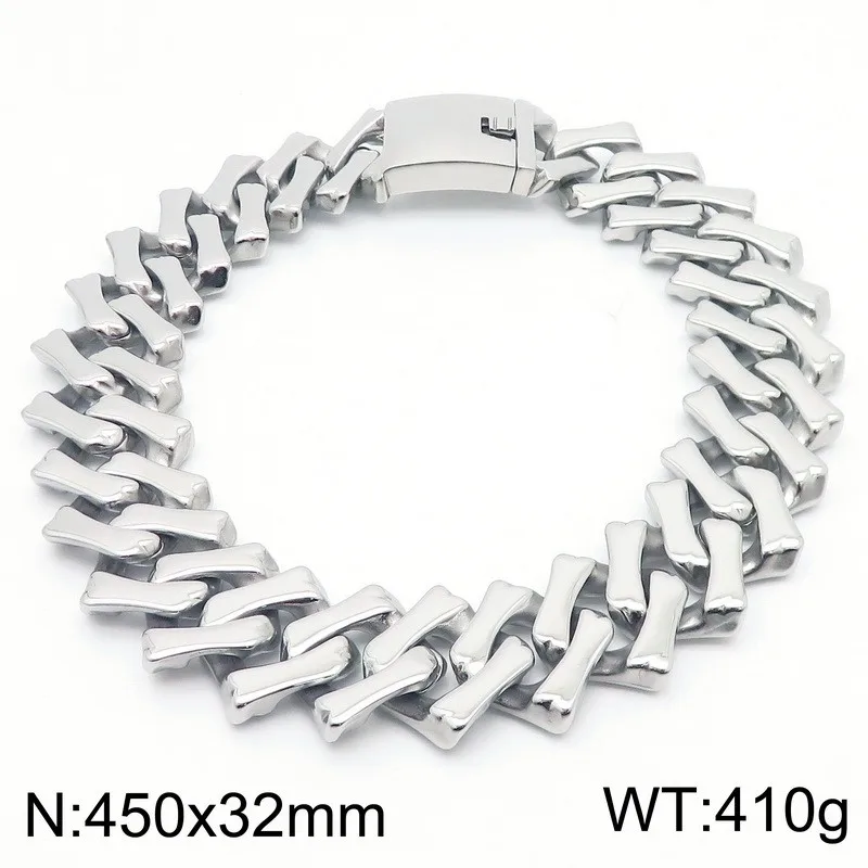 HAOYI Trendy Lager Halsband für Männer Frauen Punk Edelstahl Kubanische Kette Halskette Glänzende Gold Farbe Schmuck Personalisierte Geschenk – Detail 13