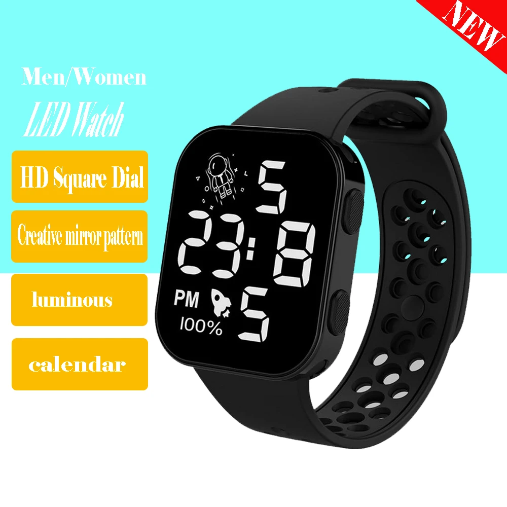 2022 Fashion LED Digital Watches Men Female Clock HD Square Dial Electronic Wrist watch For Women Kids Watches Relogio Feminino
