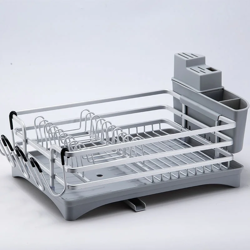 

Dish Rack The Ins Aluminum Dish Drying Rack Kitchen Tableware Drain Storage Shelf Single Layer Silver Countertop