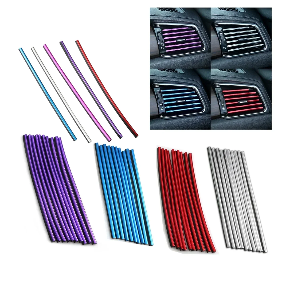 5-Color U-Shaped Chrome Car Decoration Strip Clip