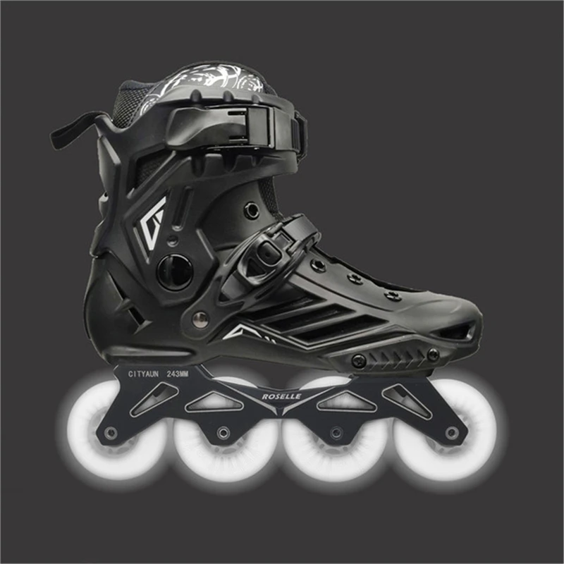 Adult Roller Skates Kids Roller Shoes Original Roselle Inline Roller Skates Shoes Super Flashing LED PU wheels Flat Frame Salom Slide FSK Street Asphalt Road Patines