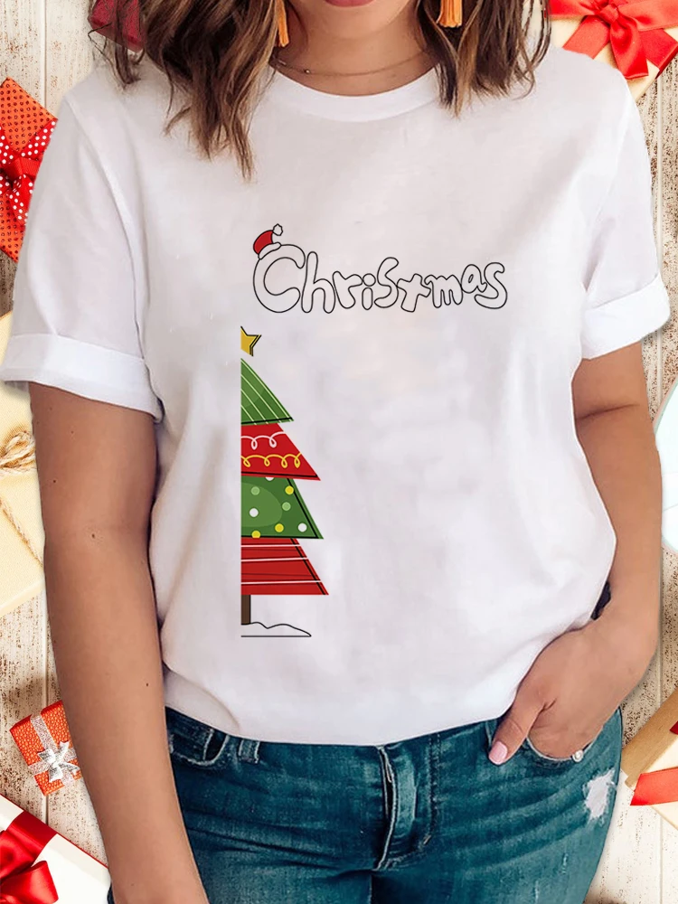 

Women Clothing Trend Fashion Happy Holiday Christmas Ladies Fashion Female Casual T-Shirts Short Sleeve Print Graphic T-Shirts