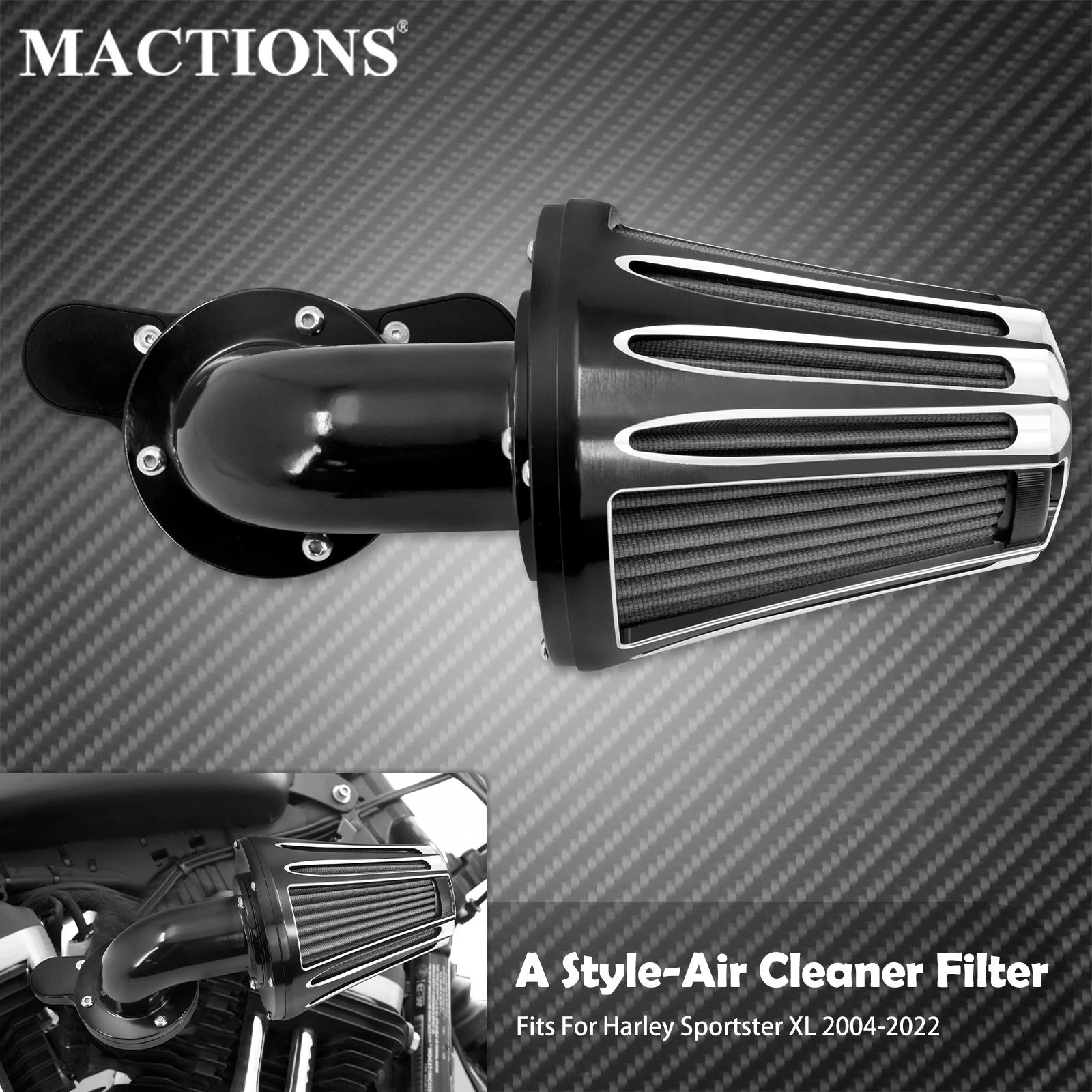 Motorcycle Black Aluminum Air Cleaner Intake Filter For Harley