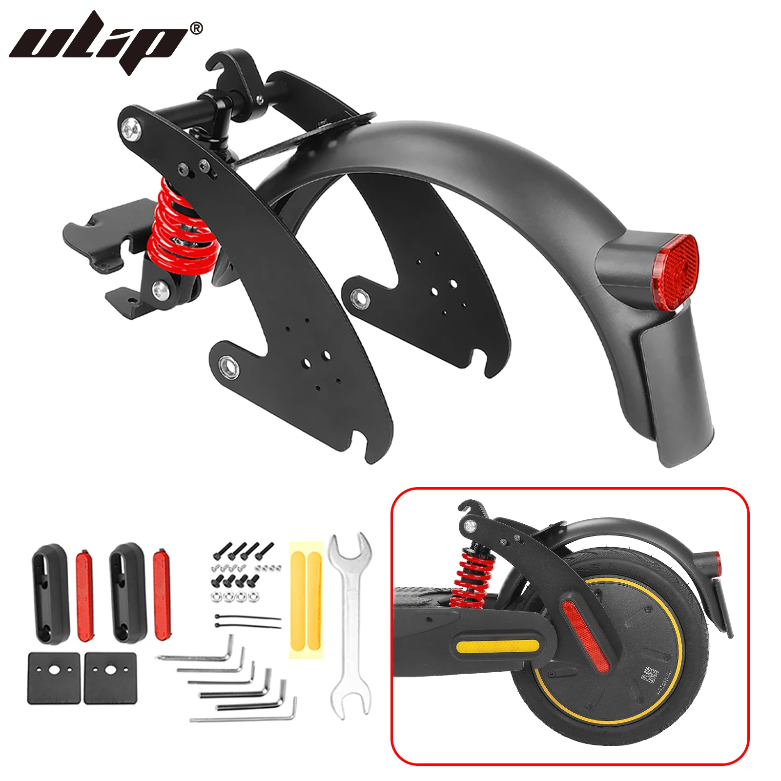 

Ulip Scooter Upgraded Rear Suspension Absorber Kit Rear Shock Absorber & Mudguard TailLight Parts For Ninebot Max G30 G30D G30LP