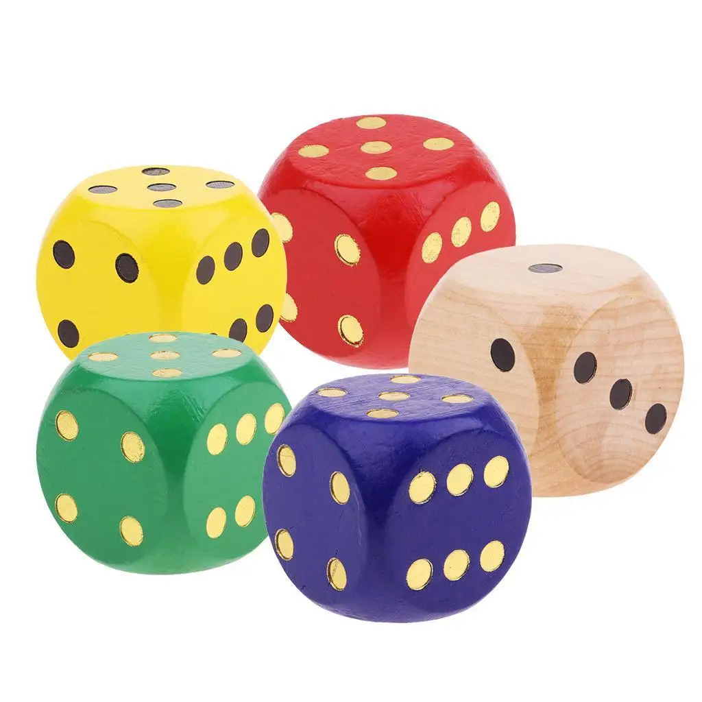 1Piece Wooden Dice with Number of Dots Game Dice 50 mm for D&D RPG Game