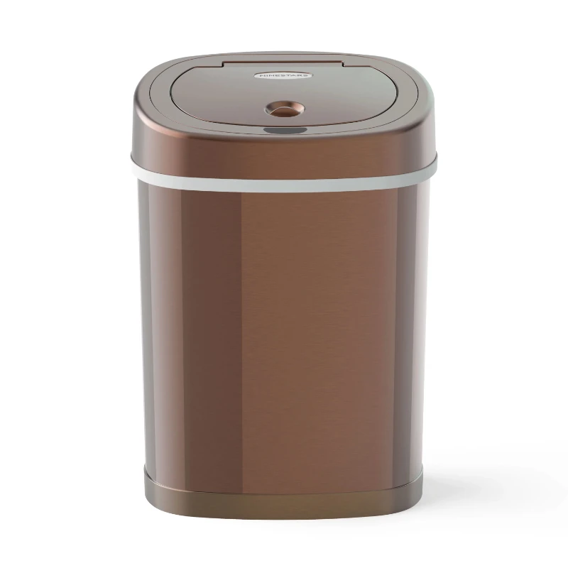 

Gallon Trash Can, Touchless Oval Office Trash Can, Gold Stainless Steel