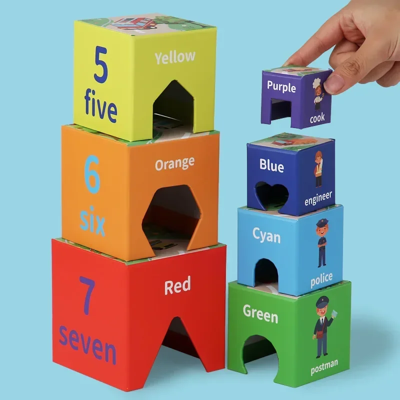Wooden Stacking Boxes Toys Numbers Nesting&Sorting Cups Blocks Toddlers Balance Games Montessori Puzzle Puzzle Preschool Toys