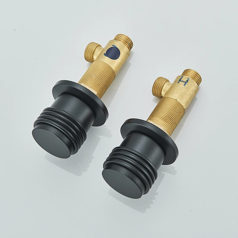 Description Picture 3 of item2pcs Solid Brass Bathroom Basin Tap Handle One Inlet One Outlet Switch Hot Cold Control Valve Mixer Handle Bathtub Faucet Switch