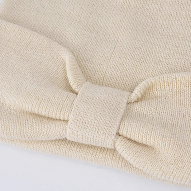 Children's Hat Gloves Scarf Three Sets Autumn Winter Warm Cute Bow Bow Ear Protection Headgear Cap Baby Knitted Wool Hat 3Sets