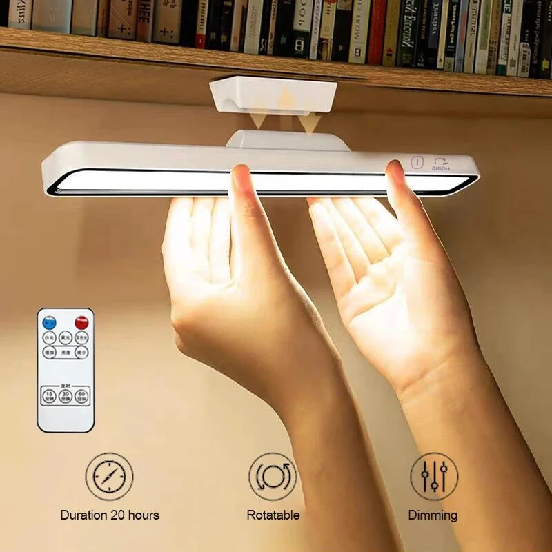 LED Desk Lamp USB Rechargeable Hanging Magnetic Table Remote Control Dimming Night Reading Cabinet Wardrobe
