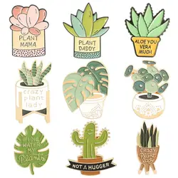 Cartoon Cactus Brooch Potted Plant Brooch Monstera Aloe Vera Plant Brooch Clothing Accessories Cactus Badge Cactus Lapel Pins