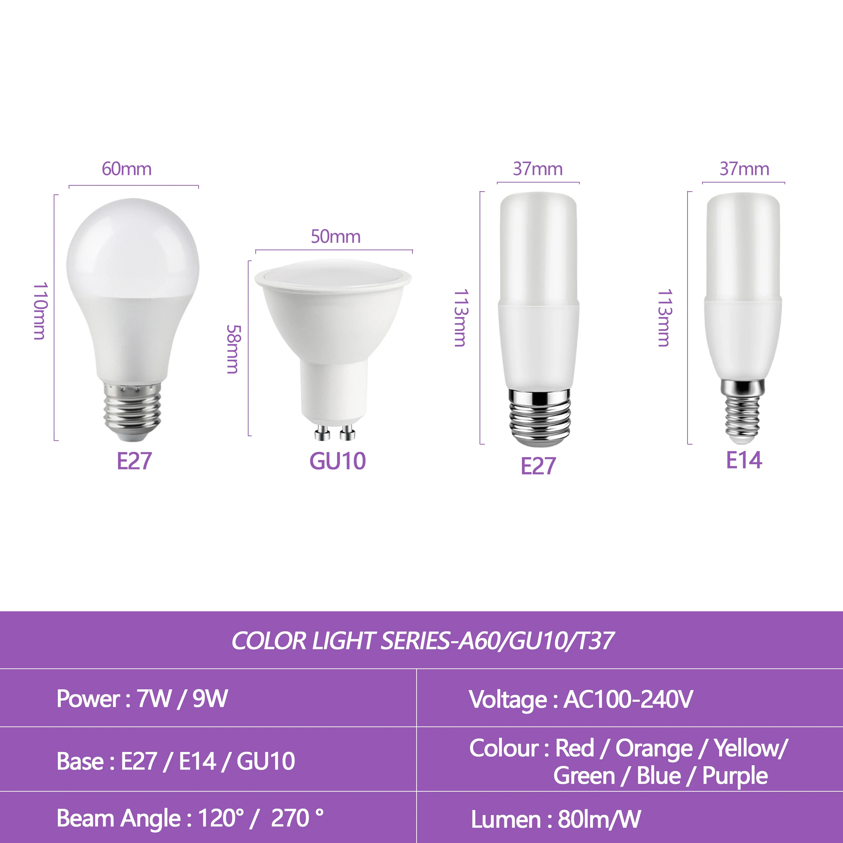 Colorful LED Spotlight Bulb for Festivals and Celebrations