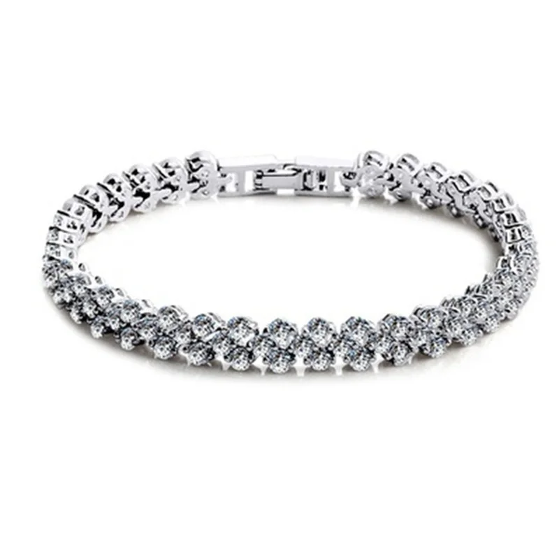 Women's Bracelet Fashion Crystal Cubic Zirconia Silver Color Weight Loss Magnetic Therapy Health Jewelry