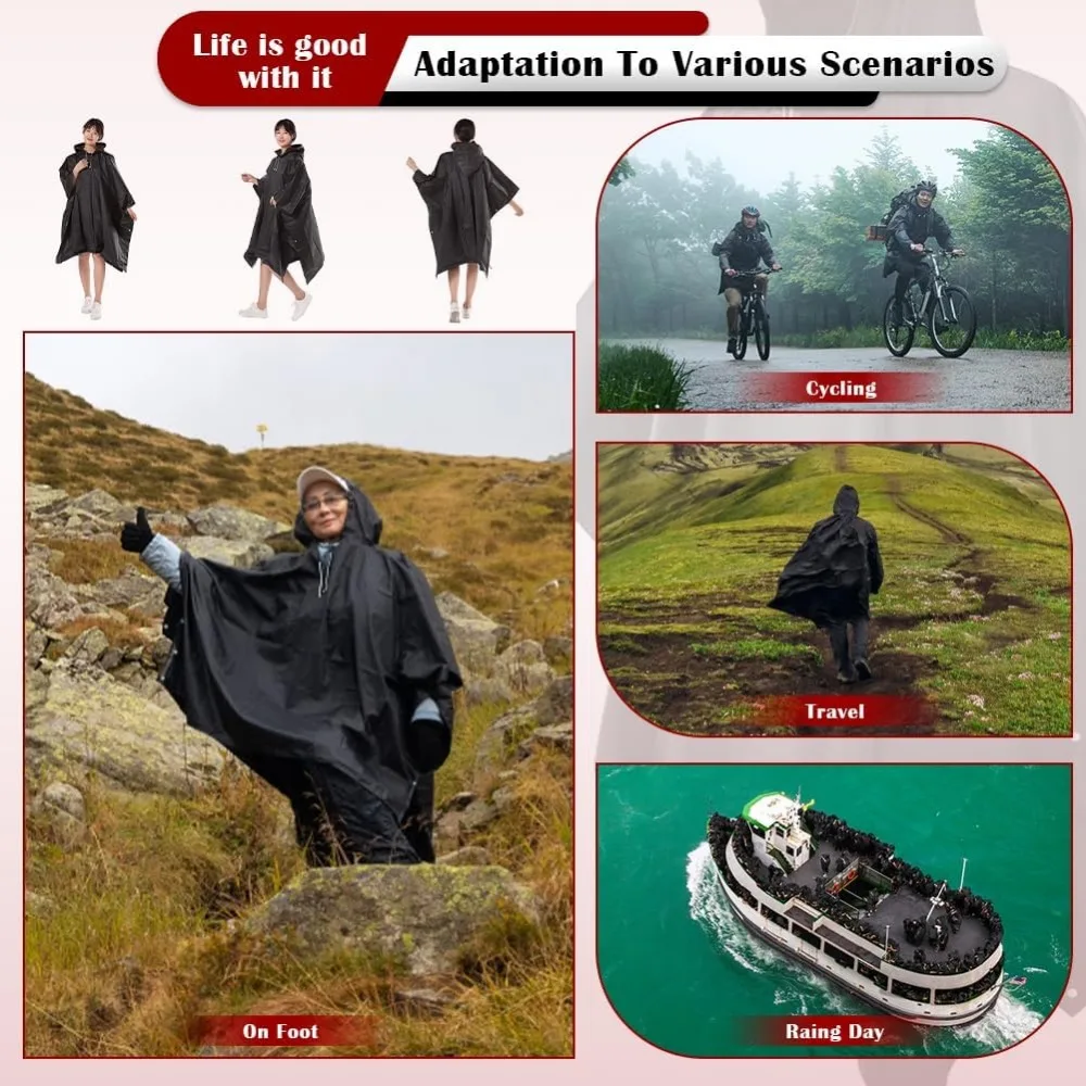 Versatile Waterproof Hooded Rain Poncho
