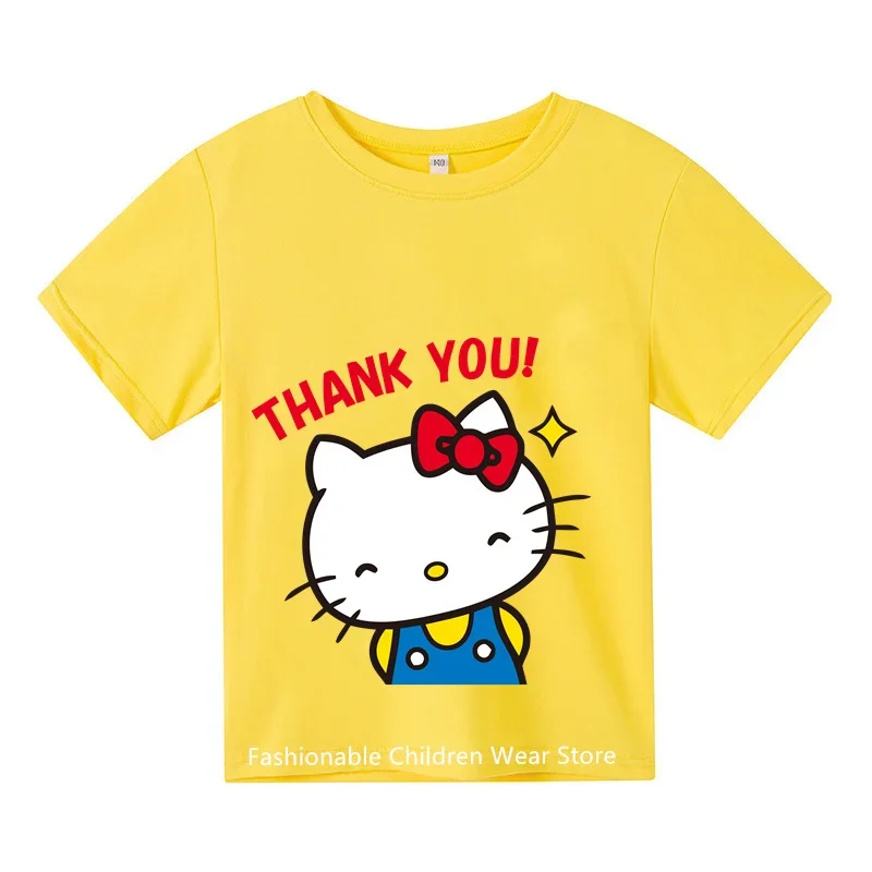 

2024 New summer Hello Kitty Kids Cartoon Casual Short sleeve T-shirt Baby Boys Clothing Girl Clothing Student Short sleeves