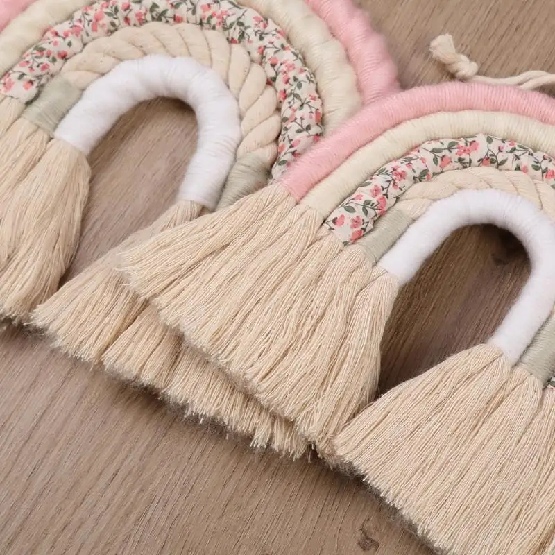 J0PF Woven Rainbow Wall Hanging Party Supplies Baby Room Nursery Classroom Home Gift