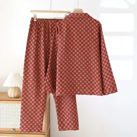 2026 New Spring and Autumn Women's Pajama Set Full Cotton Long Sleeve Long Pants Two Piece Set Cardigan Women's Home Clothes - Image 2