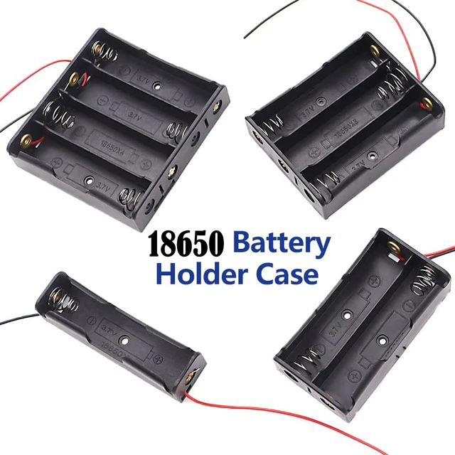 Boîte de support de batterie 18650, boîtier de stockage de batterie 3.7V, 1 fente, 1 cellule, 2 cellules, 3/4 cellules, conteneur en plastique avec des fils allergiques noirs et rouges, 3 pièces 1