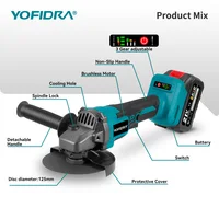 Meuleuse d'angle électrique sans fil YOFIDRA 125 mm, 3 vitesses variables, pour le travail du bois et la découpe, compatible avec les batteries Makita. 6