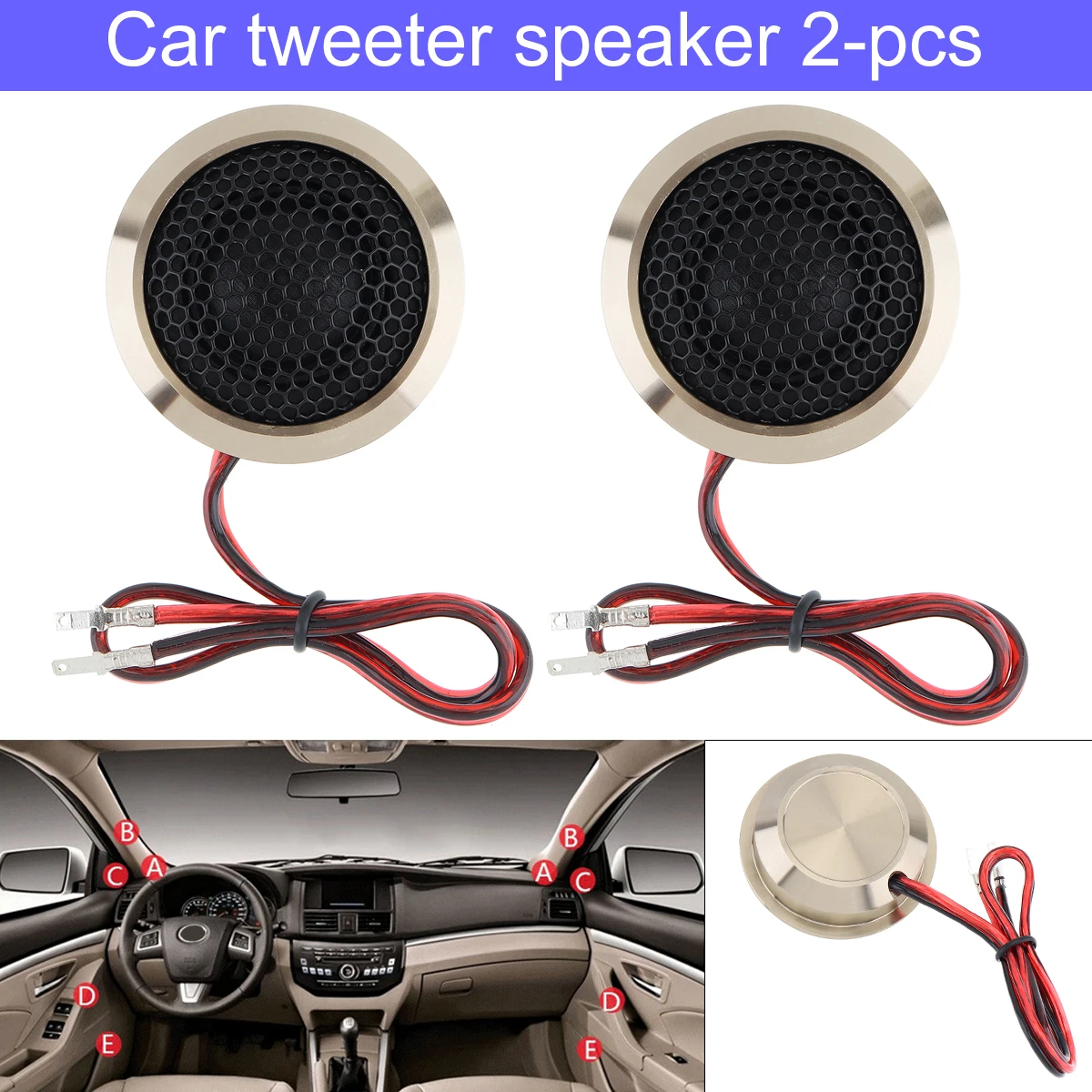 2pcs 1.5 Inch Q25 Aluminum Alloy High Efficiency Mini Dome Tweeter Speakers for Car Audio System