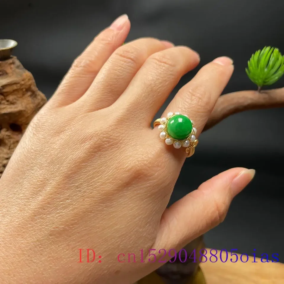 Anillos de Jade para mujer, joya ajustable de esmeralda de plata