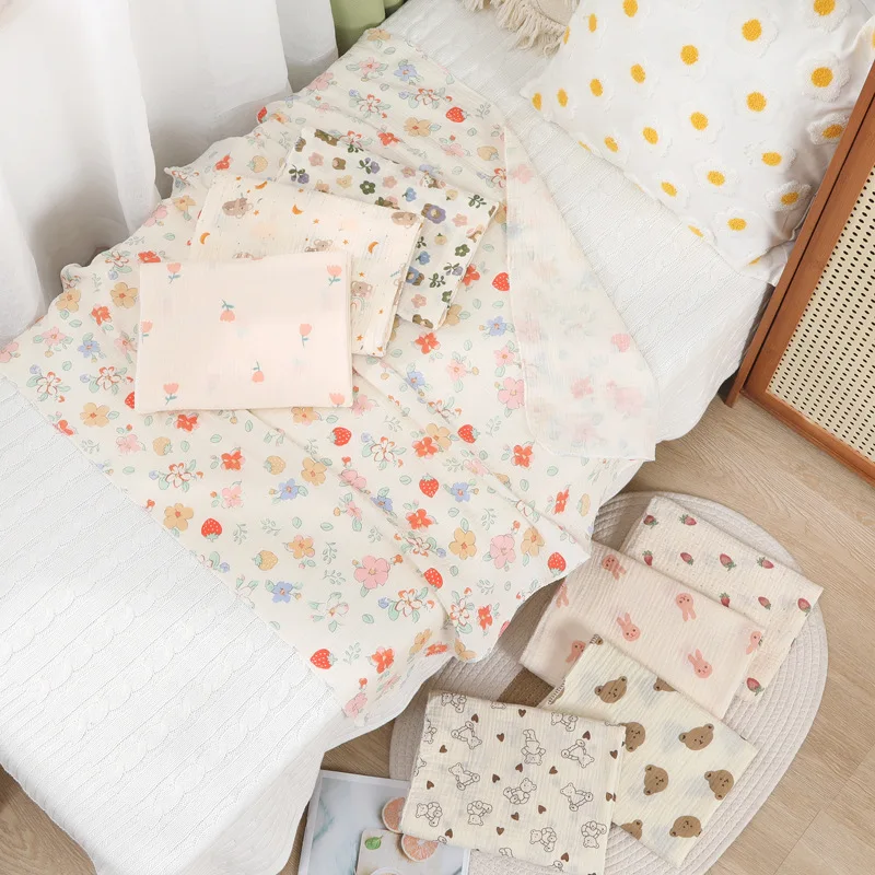 귀여운 만화 프린트 코튼 모슬린 아기 배넷저고리 담요, 신생아용 부드럽고 통기성 좋은 수신 담요, 남아 및 여아용 귀여운 만화 프린트 코튼 모슬린 아기 배넷저고리 담요, 신생아용 부드럽고 통기성 좋은 수신 담요, 남아 및 여아용