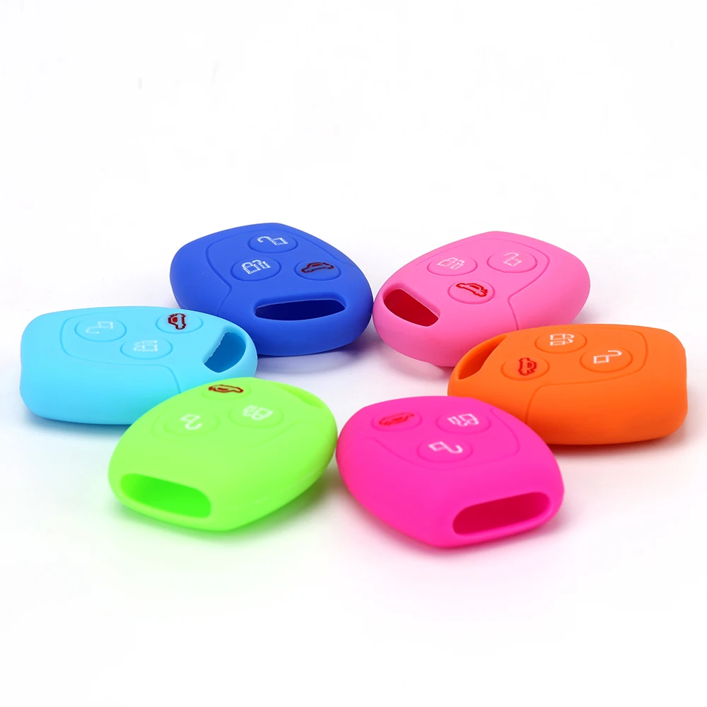 Pusakieyy 3 Buttons Remote Silicone Car Fob Key Case Cover Ford Focus Mondeo Festiva Fusion Suit Fiesta KA Holder Protector key case cover key case remote control case cover