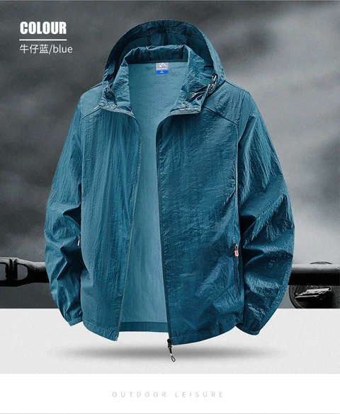 Jacket Mens Spring autumn New men sun protection coat jacket Solid color hooded Jackets casual coat Men's business coats 2318