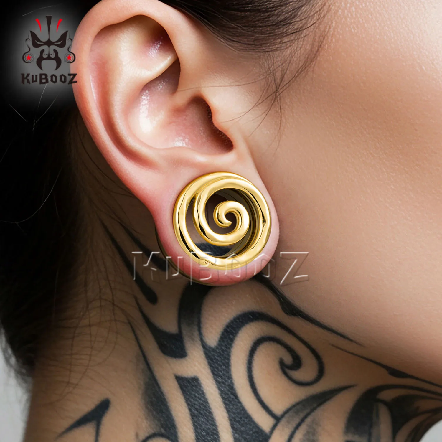 KUBOOZ Einzigartige Schneckenform Ohrtunnel Plug Gauge Bahre 8-25mm Edelstahl Ohr Expander Unisex Körper Piercing Schmuck – Detail 6