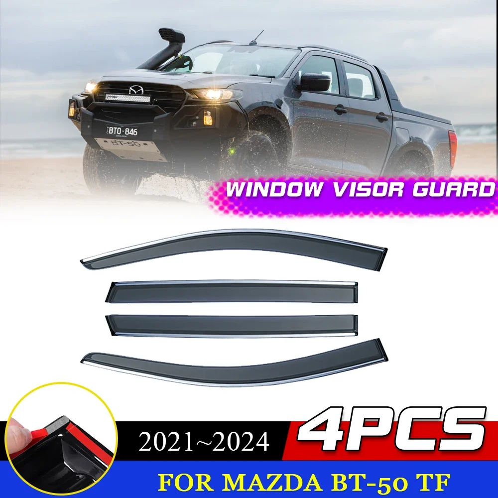 

Car Windows Visor for Mazda BT-50 BT50 TF 2021~2024 2022 2023 Vent Door Rain Sun Eyebrow Smoke Deflector Guard Cover Accessories