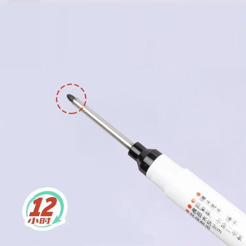 6 개/대 금속 천공 펜에 대 한 20mm 깊은 구멍 긴 펜촉 머리 마커 방수 욕실 목공 장식 다목적