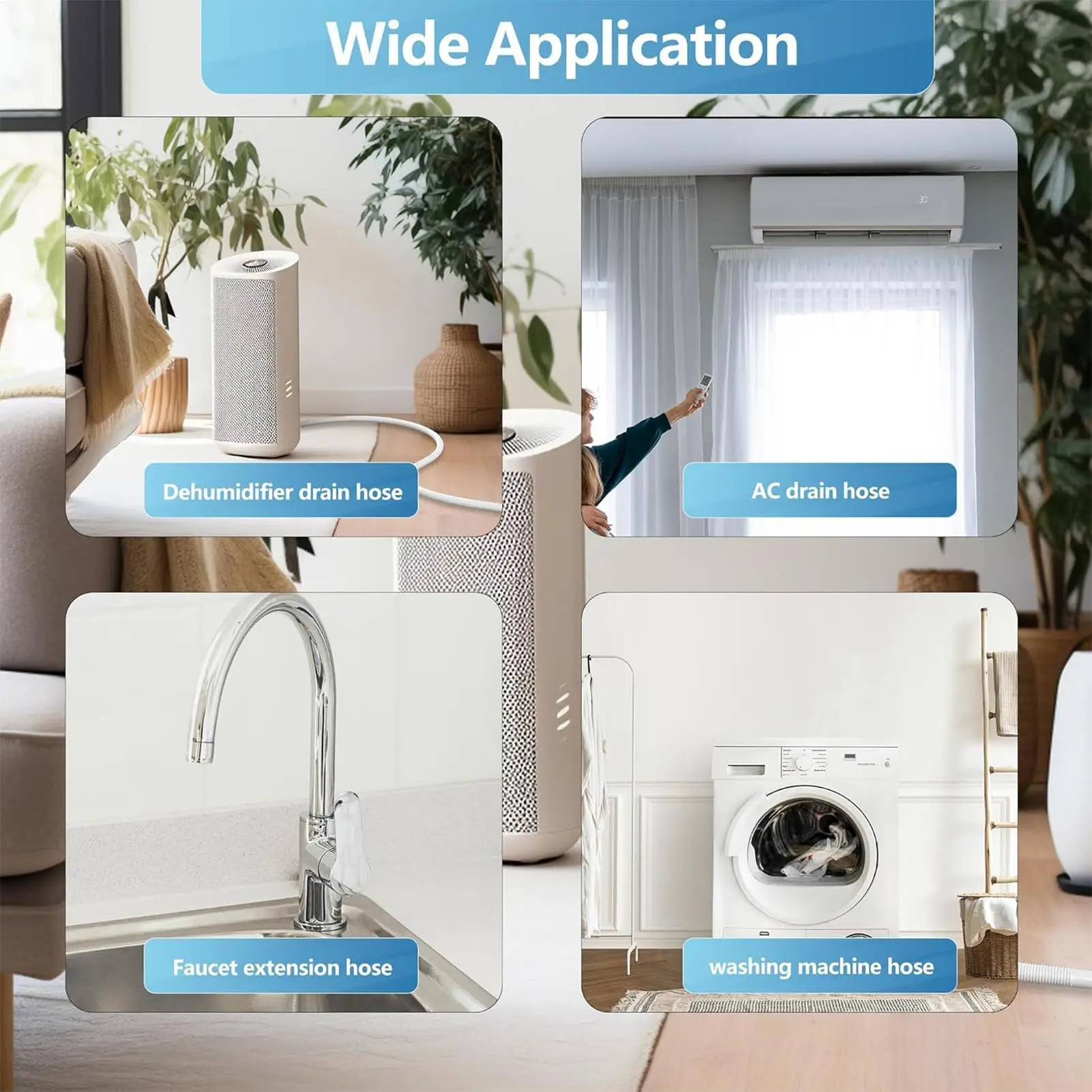 new Dehumidifier Drain Hose, 9.8Ft/13Ft Flexible Drain Hose With Cuttable Rubber Adapter And Connect Clamp, Hose Replacement